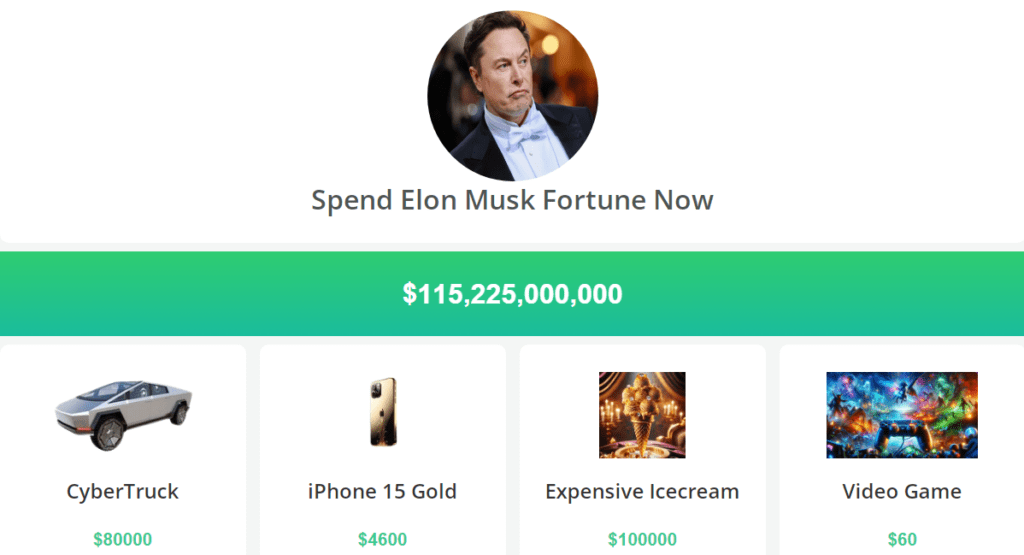 get the concept behind Spend Elon Musk Money